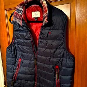 Flag & Anthem Navy & Red Puffer Vest w/ Flannel Color